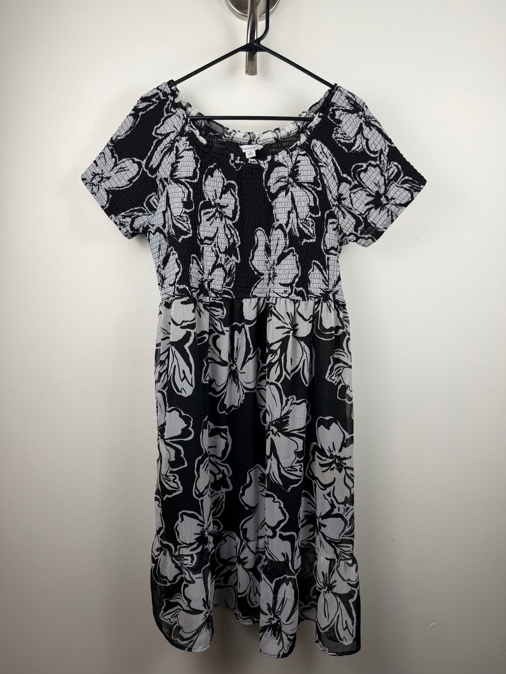 Rockmans Black & White Floral Midi/Maxi Dress Size 18 Plus Size
